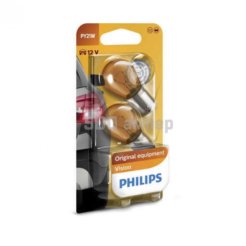 Лампа Philips PY21W (12496NAB2) Amber (Блистер) 26138