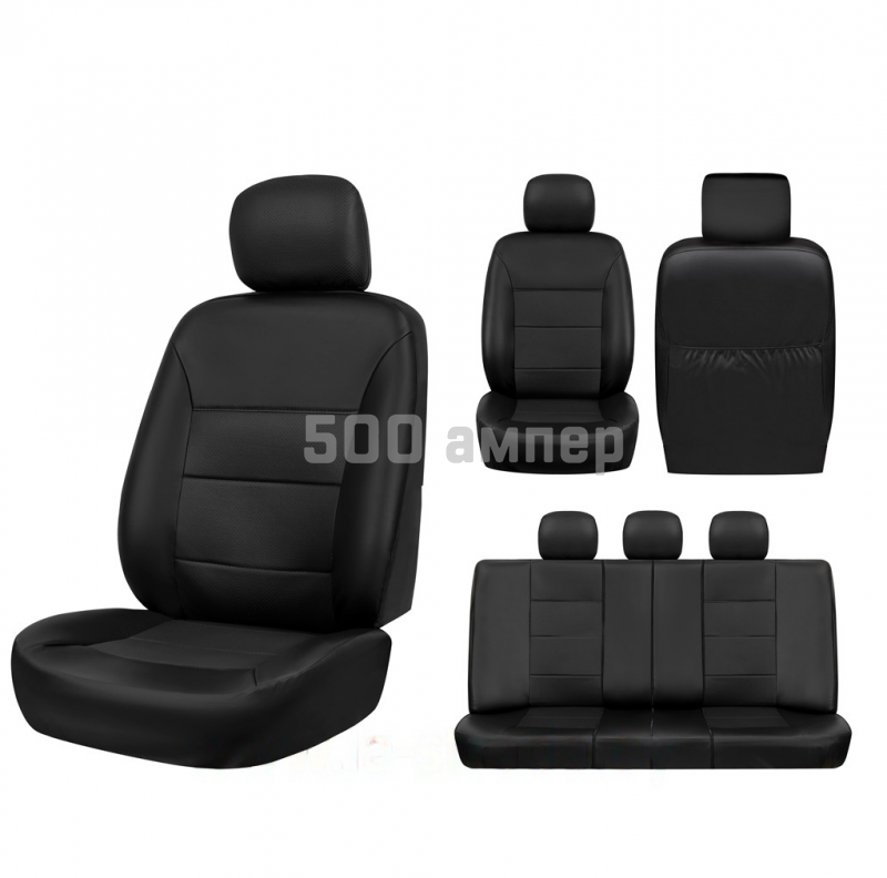 Чехлы на сиденья 2 ряда {Экокожа черный + черная вставка} GT Continental Экокожа (Беларусь) 27-029-000-0054