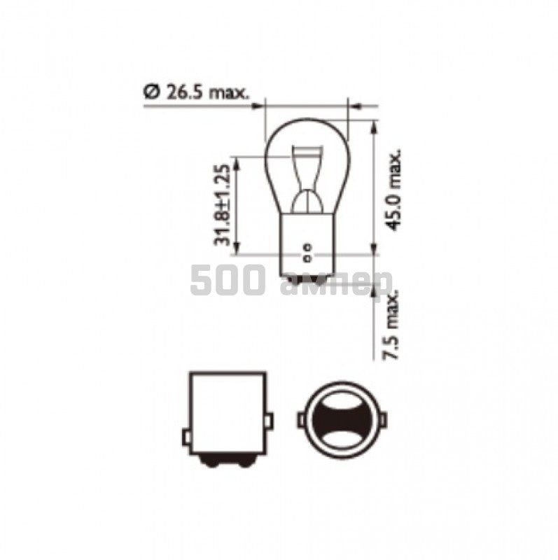 Лампа Automotive Lighting P21/5W 12V 21/5W (12524) 31853
