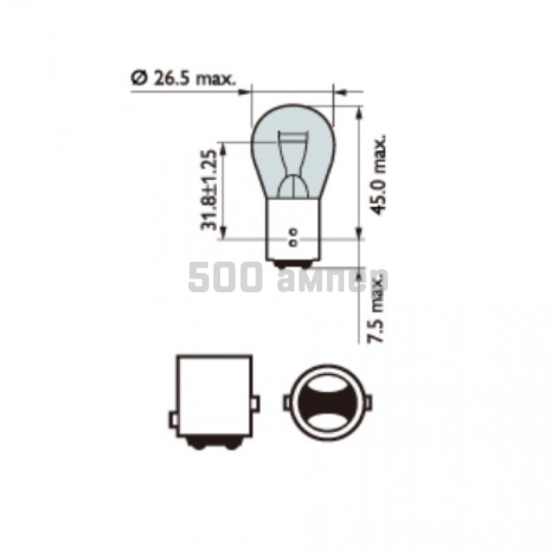 Лампа Automotive Lighting PY21/5W 12V 21/5W (12524) USA Amber 31865