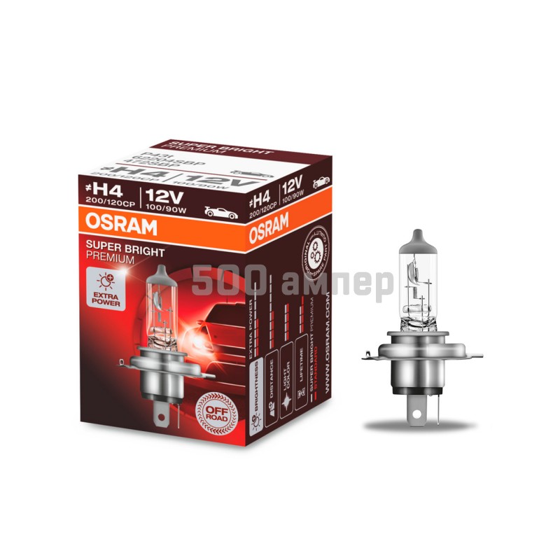 Лампа Osram OFF-ROAD Super Bright Premium H4 12V 100/90W P43t повышенная мощность (62204SBP) 4008321856357_OSR