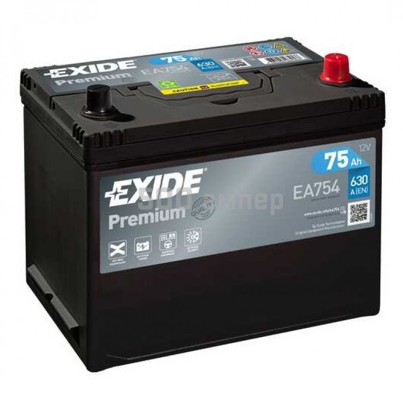 Аккумулятор EXIDE PREMIUM EA754 75Ah 630A R+ EA754_EXI