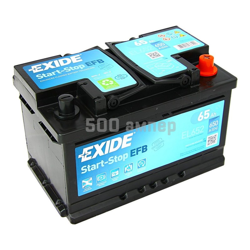 Аккумулятор EXIDE EFB Start Stop 12V 65AH 650A ETN 0(R+) EL652