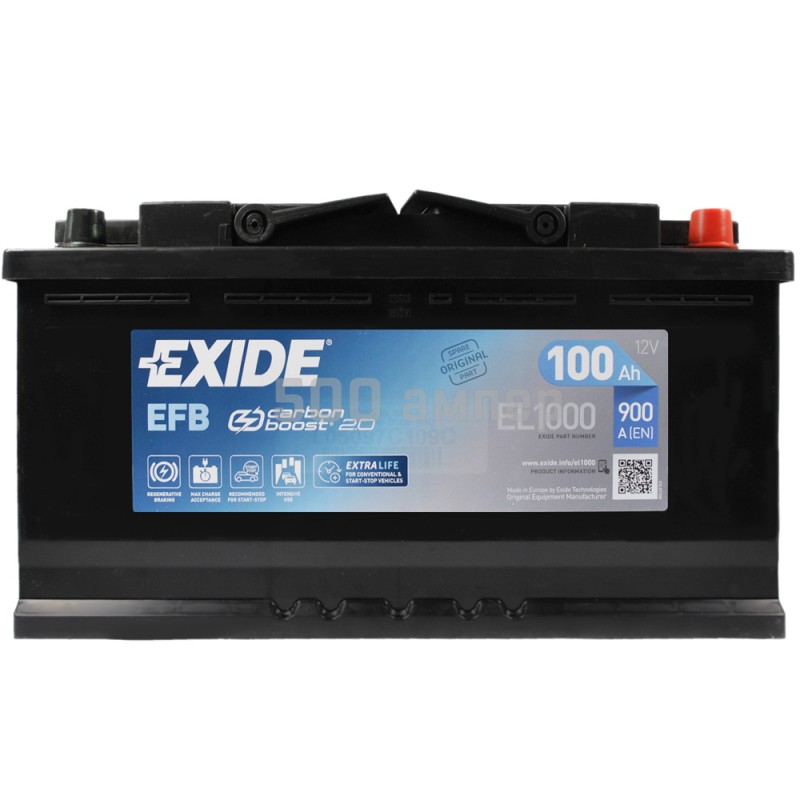 Аккумулятор EXIDE Start Stop EFB 12V 100AH 900A ETN 0(R+) EL1000