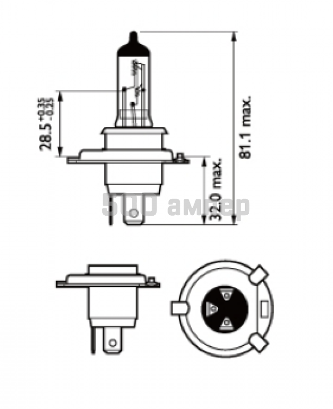 Лампа  Automotive Lighting 24V H4 (8431) 75/70W 34937