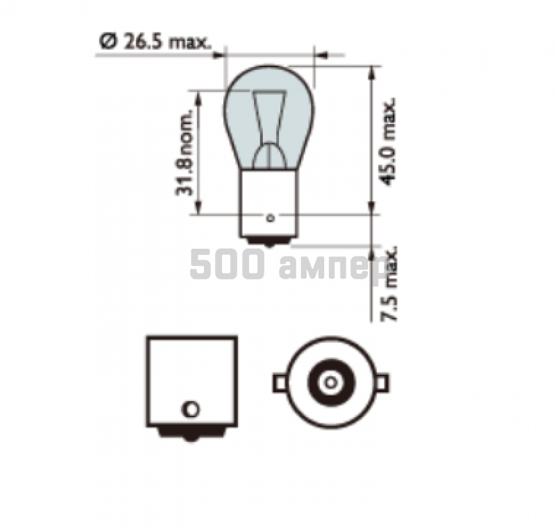 Лампа  Automotive Lighting PY21W (12511A) Amber 34768
