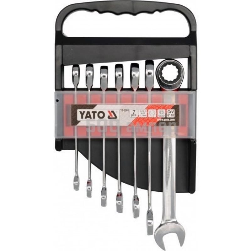 Набор ключей комбинированных с трещоткой YATO 7 предметов YT-0208