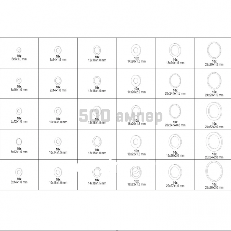 Набор алюминиевых шайб YATO 300 предметов, метрические YT-06865