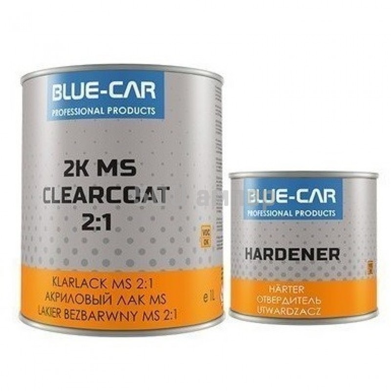 Лак акриловый BLUE CAR MS 2K в комплекте с отвердителем 2:1, 1л+0.5л 38974