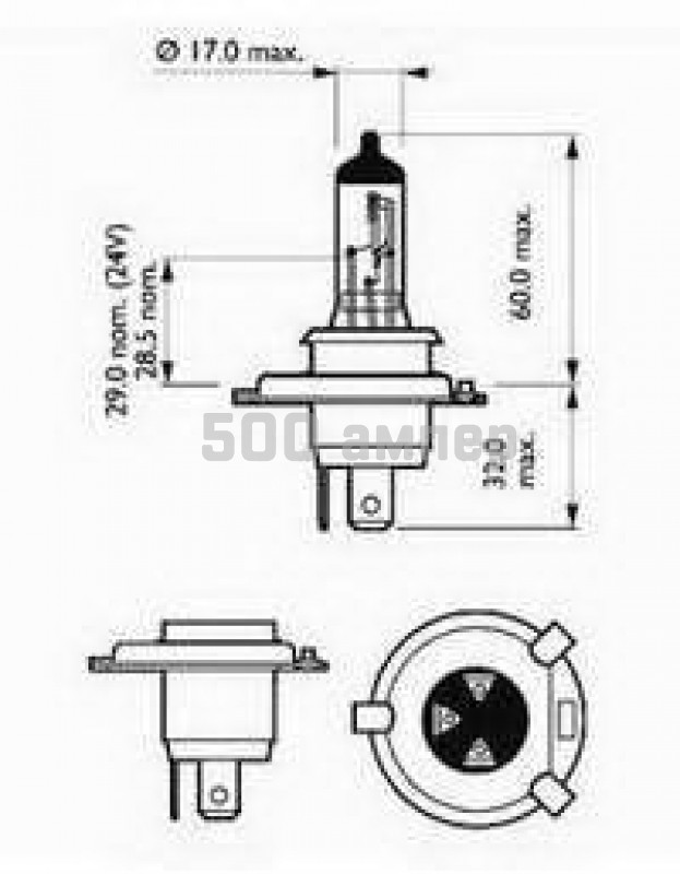 Лампа SCT галогенная H4 12V 100W (202143) под ксенон 35295