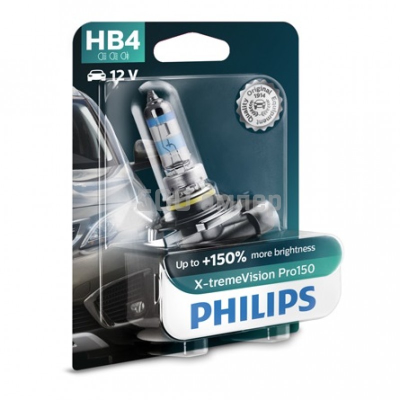 Лампа PHILIPS HB4 12V-55W P22d X-treme Vision Pro150 9006XVPB1