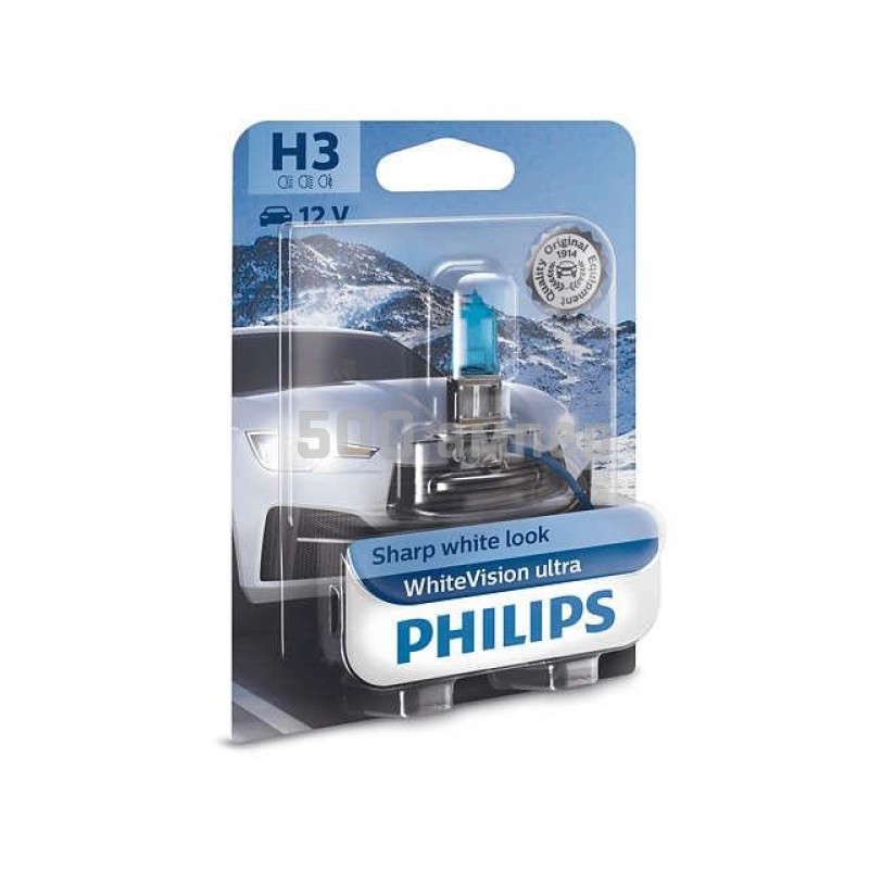 Лампа PHILIPS H3 WhiteVision Ultra +60% (4200K) 12336WVUB1