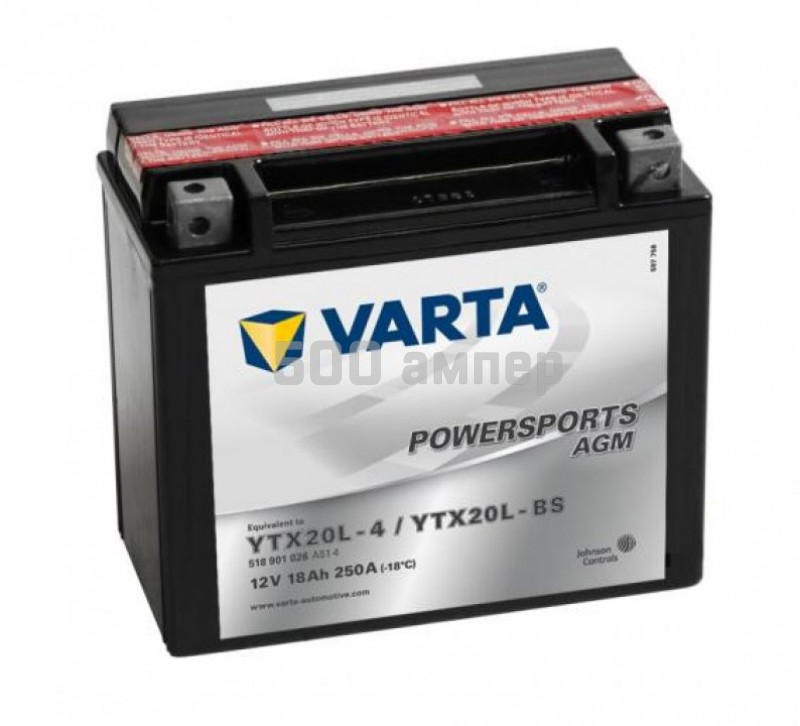 Аккумулятор VARTA Moto AGM 18 Ah 250A YTX20L-BS (518 901 026) 9333