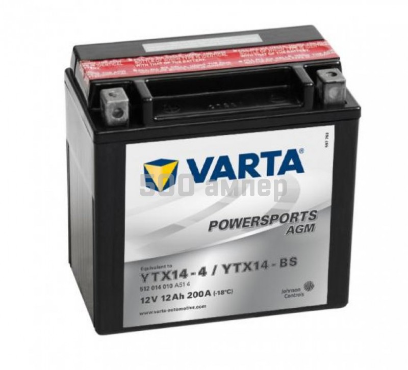 Аккумулятор VARTA Moto AGM 12 Ah 200A YTX14-BS (512 014 020) 34476