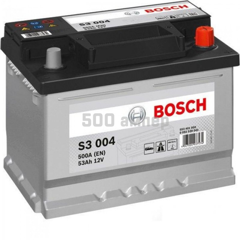 Аккумулятор Bosch S3 004 53 Ah пр.плюс низк. (553 400 047) 0092S30041_BCH