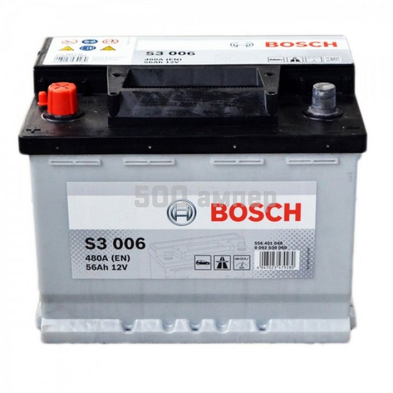 Аккумулятор Bosch S3006 56Ah 480A (+-) (556 401 048) 0092S30060