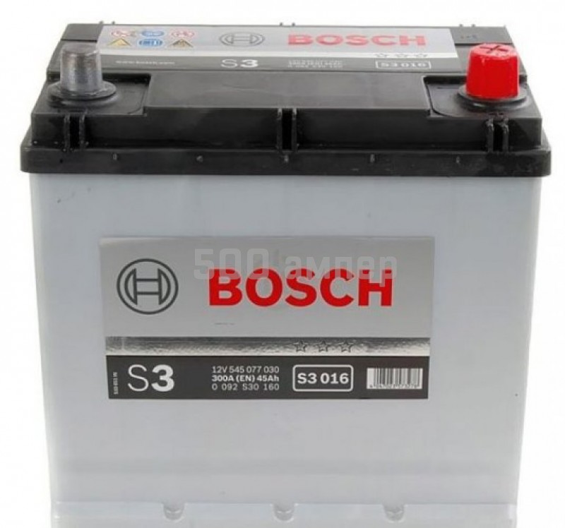 Аккумулятор Bosch S3 016 45Ah 300A (-+) (545 077 030) 0092S30160_BCH