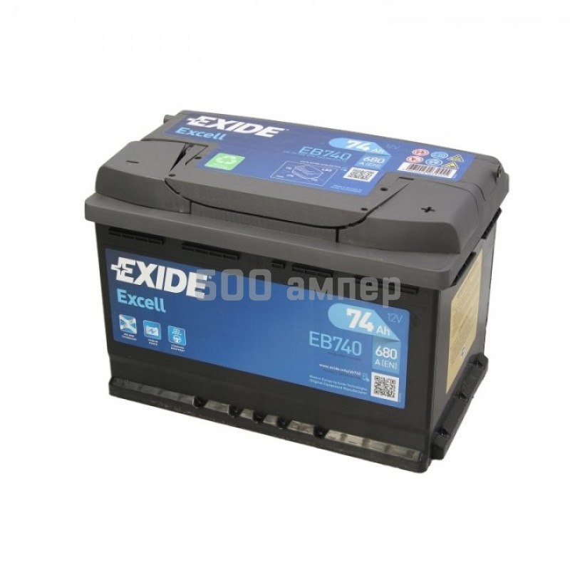 Аккумулятор EXIDE EB740 EXCELL 74Ah 680A (-+)  EB740_EXI