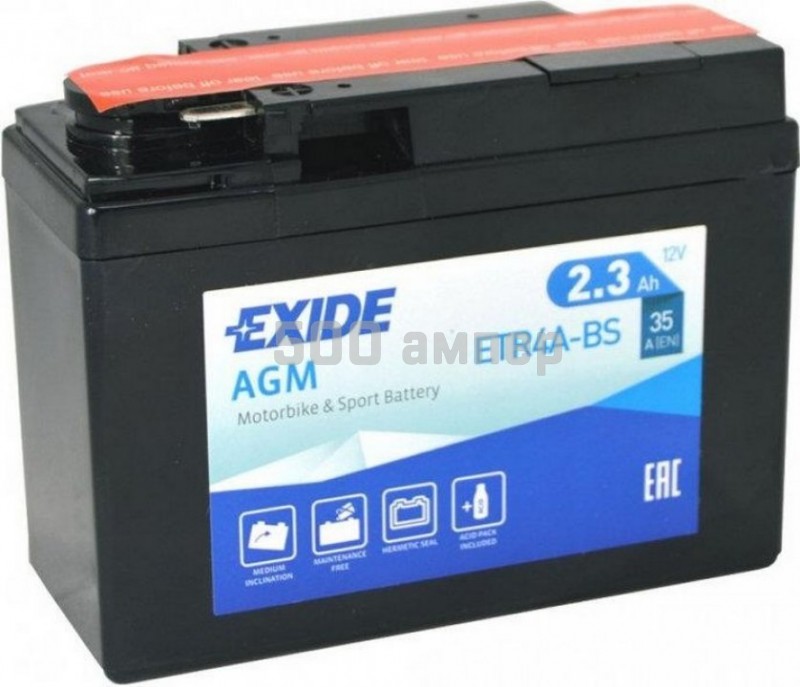 Аккумулятор EXIDE 2.3Ah 35A ETR4A-BS ETR4ABS_EXI