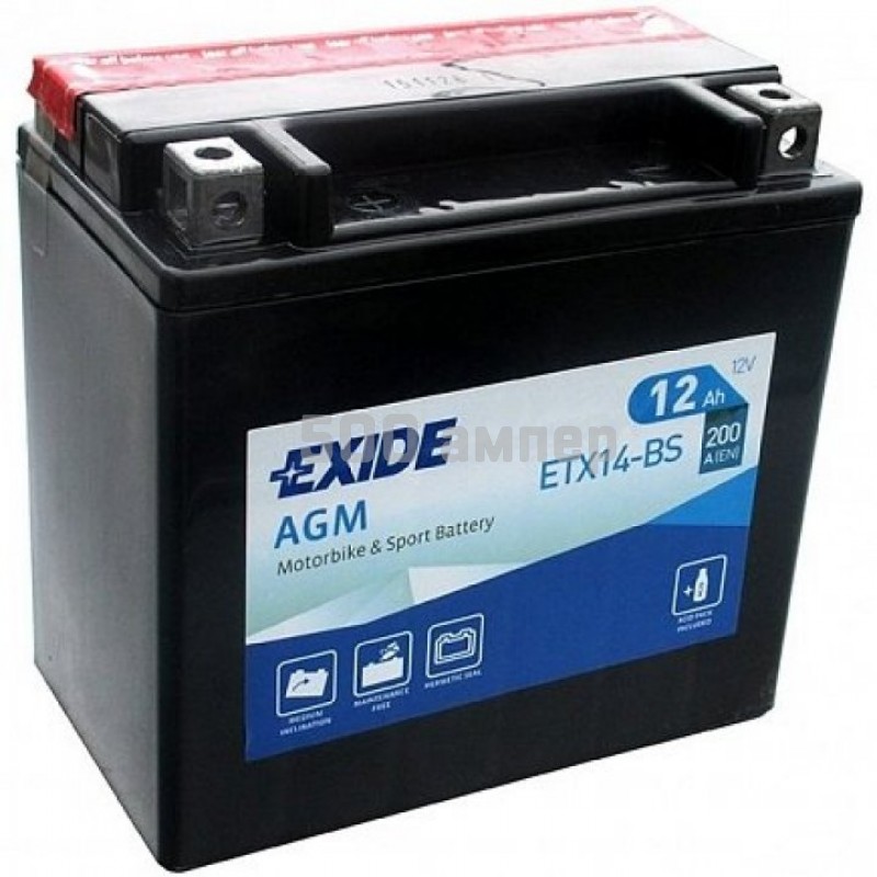 Аккумулятор EXIDE 12Ah 200A ETX14L-BS ETX14LBS_EXI