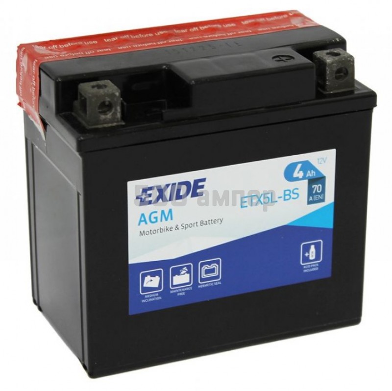 Аккумулятор EXIDE 4Ah 70A ETX5L-BS ETX5LBS_EXI