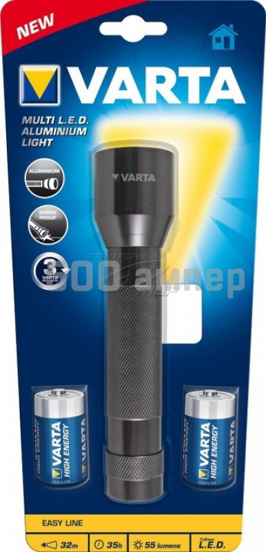 Фонарик VARTA  Multi LED Aluminium Light 2C 16628101421