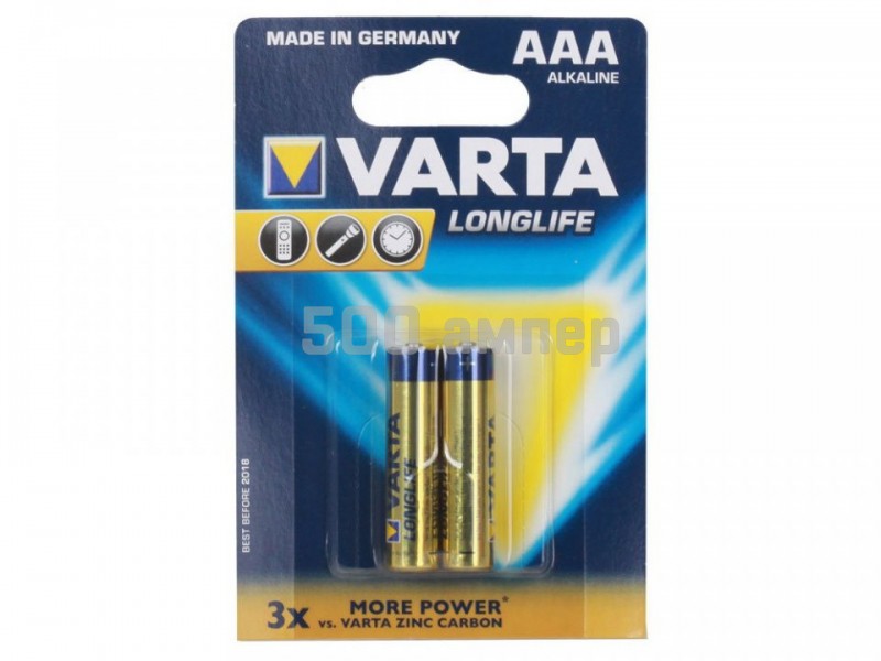 Батарейка VARTA 2шт VARTA LONGLIFE 2 AAA  LR03 04103113412