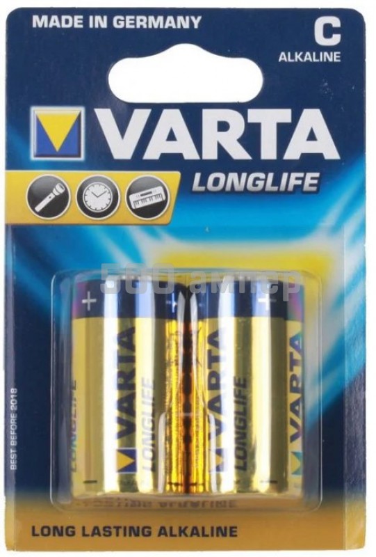 Батарейка VARTA 2шт VARTA LONGLIFE 2C - 1 шт 04114113412f