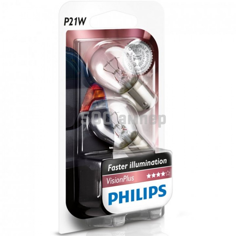 Лампа Philips P21W (12498VPB2) +60% (Блистер) 26143