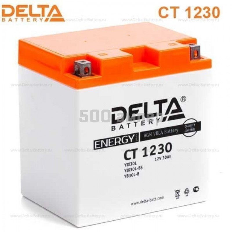 Аккумулятор Delta CT 1230 30Ah (YTX30L-BS, YB30L-B, YTX30L) 27337