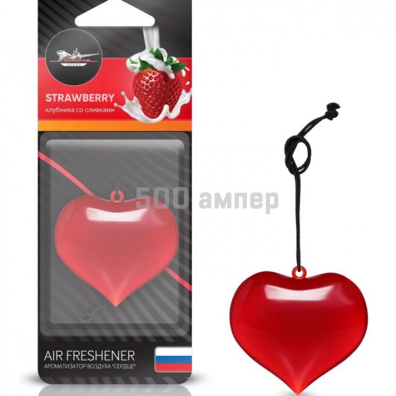 Ароматизатор подвесной пластик "сердце" клубника со сливками AIRLINE AFSE001 AFSE001_ARL