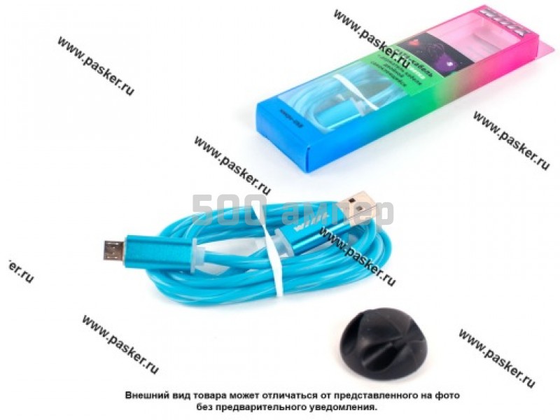 Кабель универсальный Micro-USB 1м WIIIX CBL710-UMU-10BU синий с подсветкой 3870