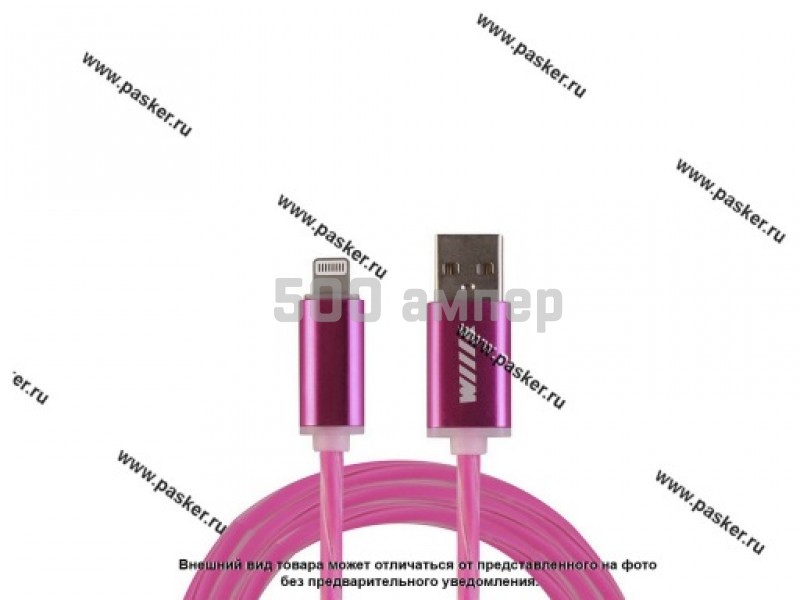 Кабель универсальный USB-Lightning USB-8 pin 1м WIIIX CBL710-U8-10PK розовый с подсветкой 4094