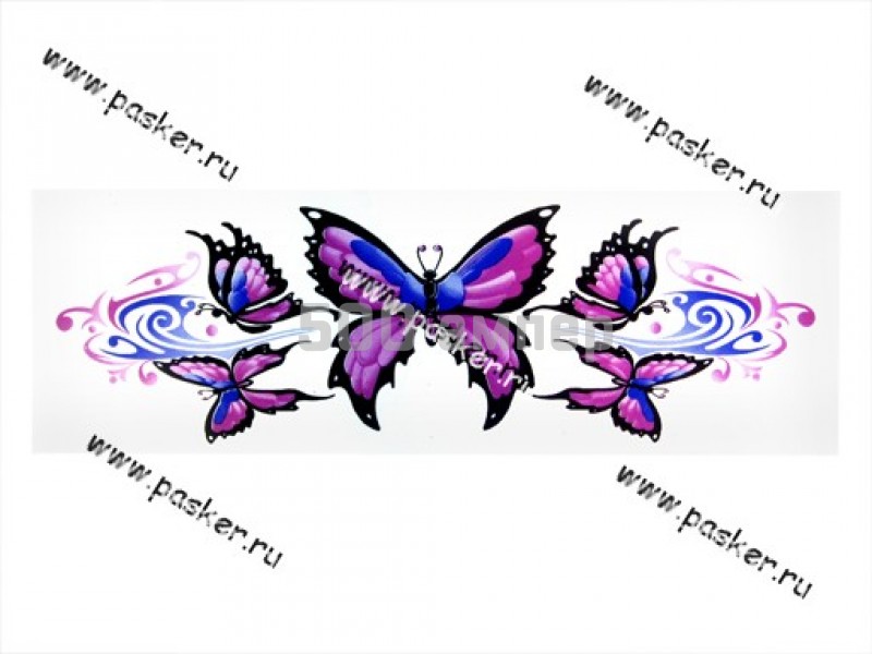 Наклейка Бабочки-тату 7,5х22см фиолетовая 47927