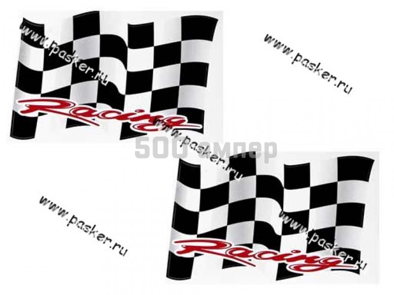Наклейка брызги Racing флаги 23х33см черная+красный 43383
