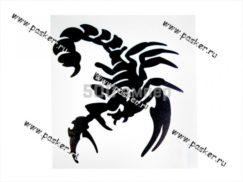 Наклейка Скорпион вырезная 10х10см черная 47869