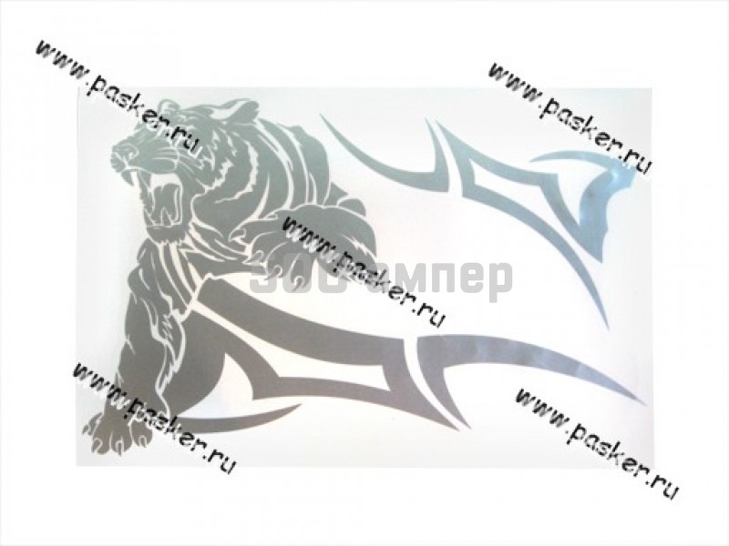 Наклейка Стикер на боковое стекло Тигр 35х45см серебро 2шт 47836