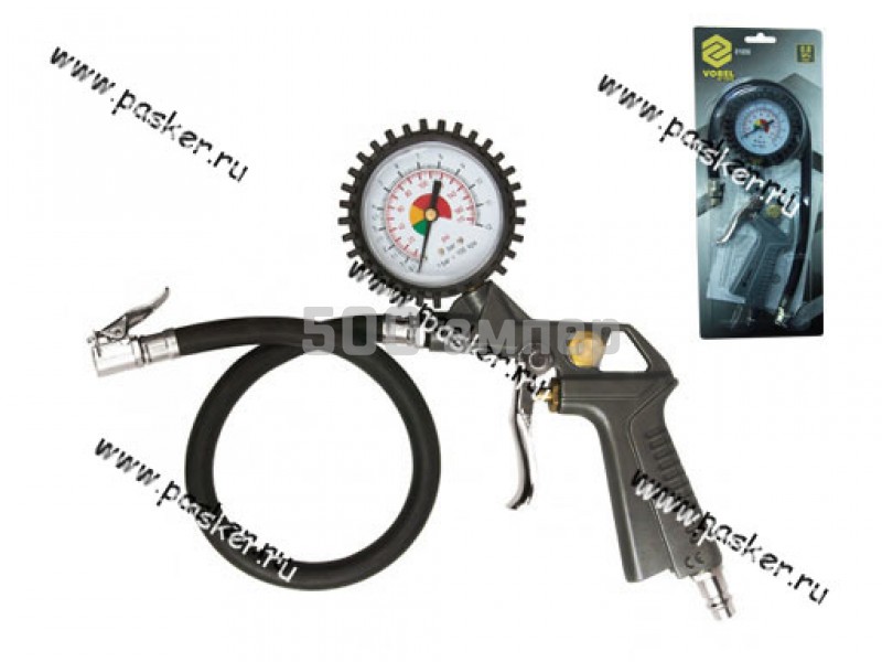 Пистолет для подкачки колес с манометром 1-10бар VOREL 47571