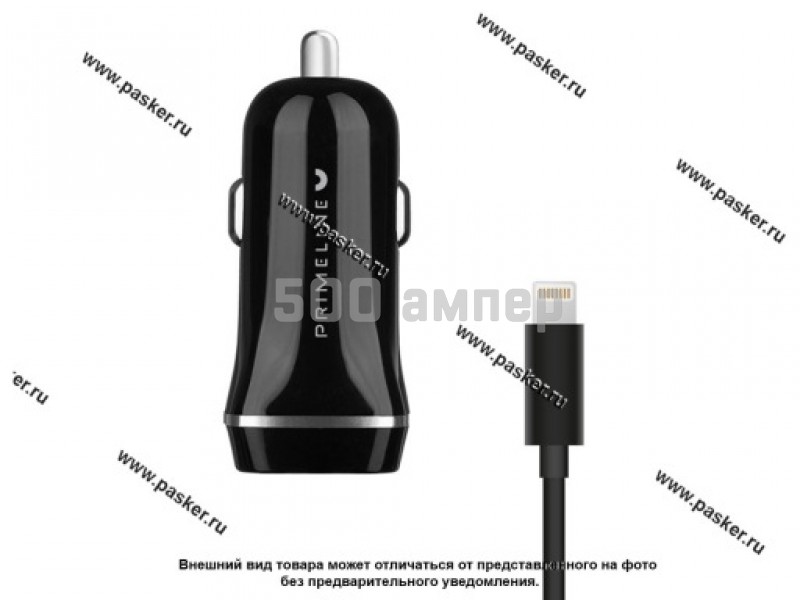 Разветвитель прикуривателя на 2 USB 2.4A с проводом USB-Lightning USB-8 pin 1,2м Prime Line 2227 36477