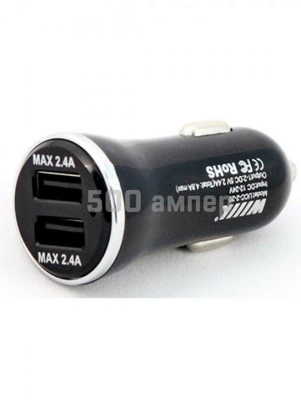 Разветвитель прикуривателя на 2 USB 2,4А/2,4А WIIIX UCC-2-20 79707