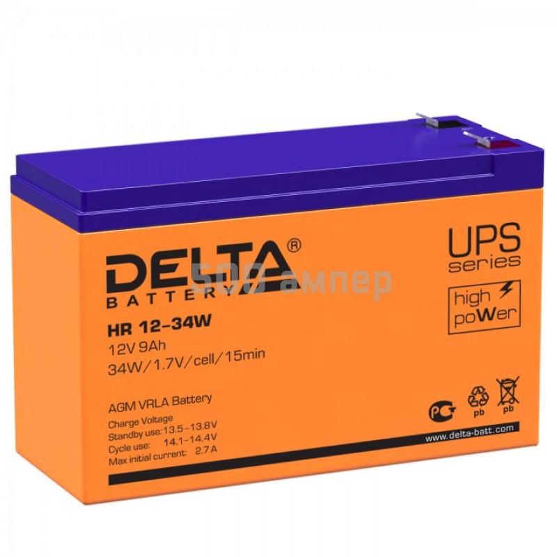 Аккумулятор Delta HR-W 12-34 W 12V 9Ah 15033