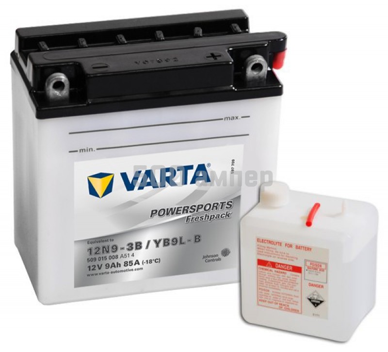Аккумулятор VARTA Moto 12N9-3B/B9L-B 9Ah 85А (-+) (509 015 009) 36845